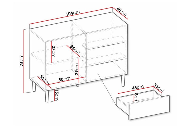 Highboard Kintore - Valkoinen - Säilytys - Kaappi - Säilytyskaappi