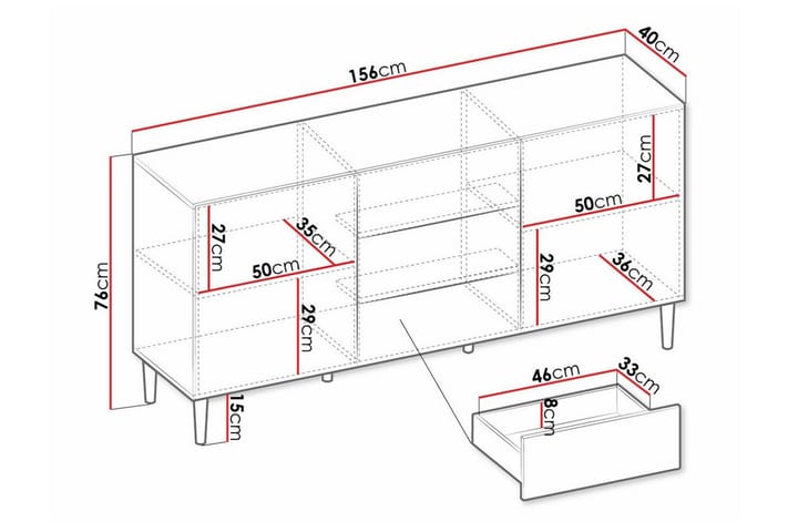 Highboard Kintore - Valkoinen - Säilytys - Kaappi - Säilytyskaappi