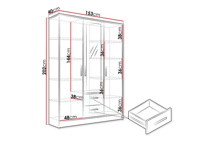 Highboard Kintore - Valkoinen - Säilytys - Kaappi - Säilytyskaappi