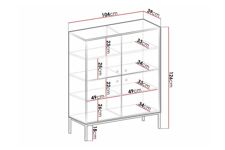 Highboard Klinkerville - Musta - Säilytys - Kaappi - Säilytyskaappi