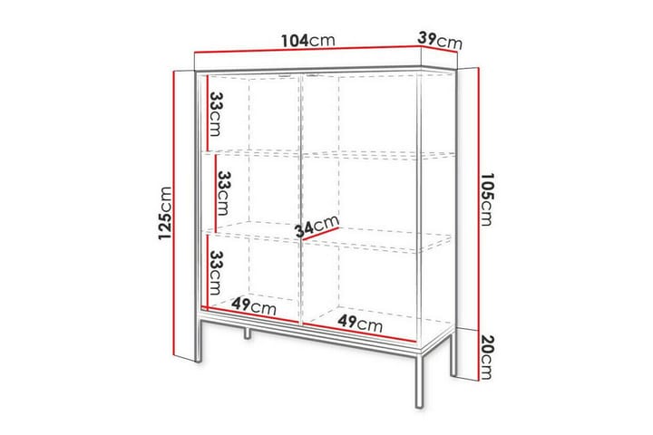 Highboard Klinkerville - Valkoinen - Säilytys - Kaappi - Säilytyskaappi