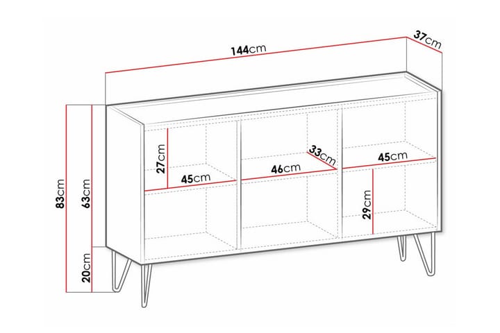 Highboard Klinkerville - Valkoinen - Säilytys - Kaappi - Säilytyskaappi