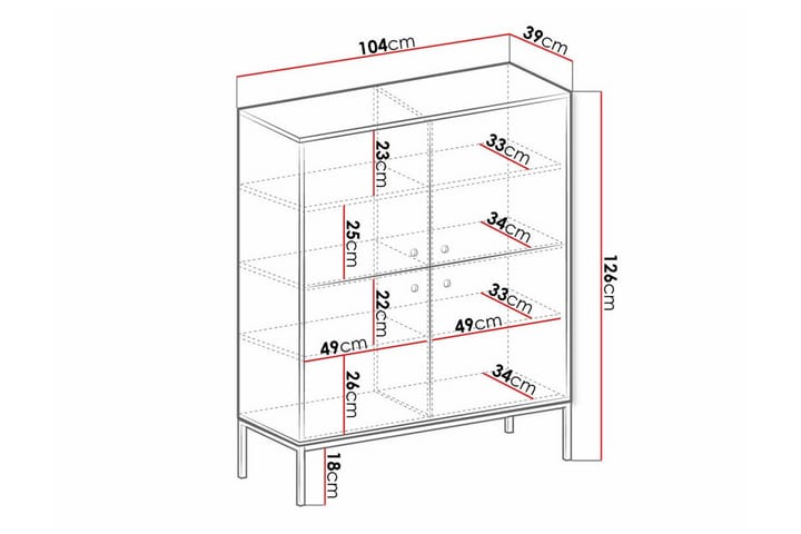 Highboard Klinkerville - Valkoinen - Säilytys - Kaappi - Säilytyskaappi