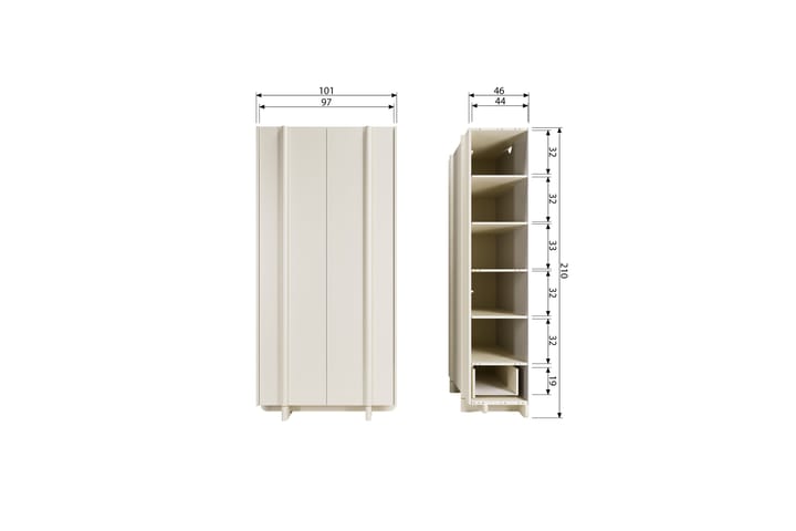 Highboard Morya - Beige - Säilytys - Kaappi - Säilytyskaappi