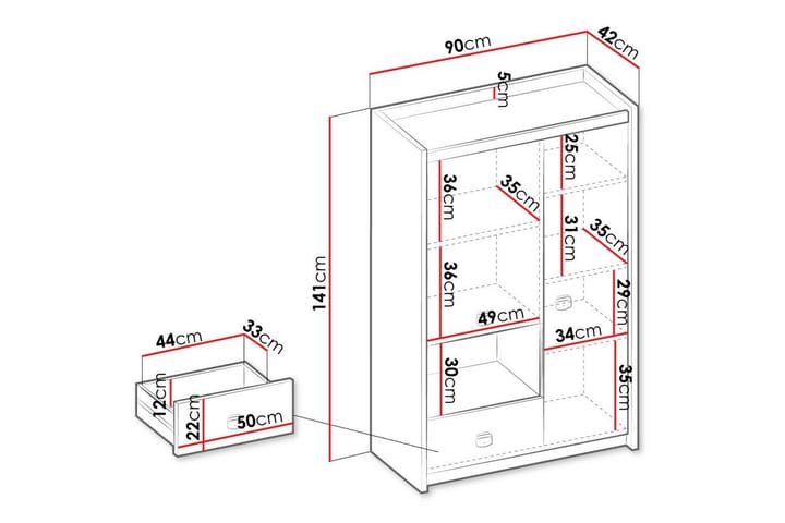 Highboard Rathmore - Harmaa - Säilytys - Kaappi - Säilytyskaappi