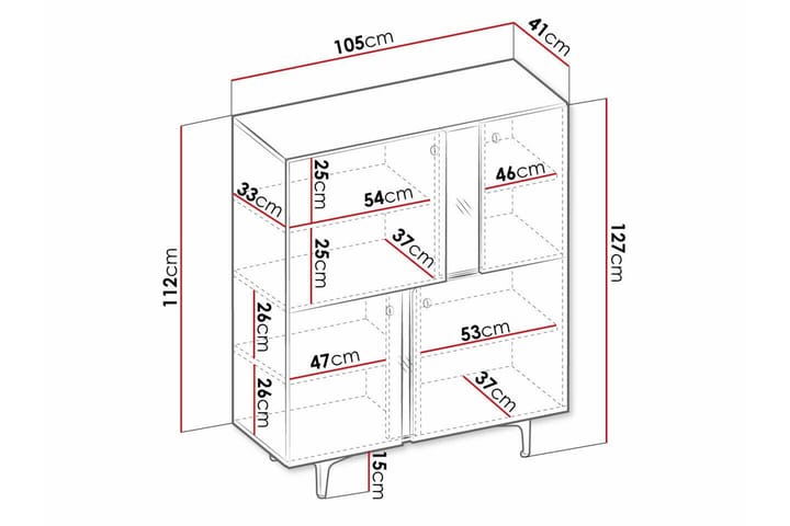 Highboard Rathmore - Sininen - Säilytys - Kaappi - Säilytyskaappi