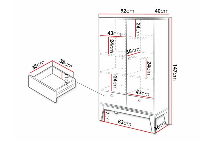 Highboard Rathmore - Valkoinen - Säilytys - Kaappi - Säilytyskaappi