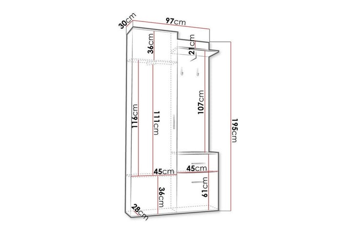 Highboard Rosehall - Musta - Säilytys - Kaappi - Säilytyskaappi