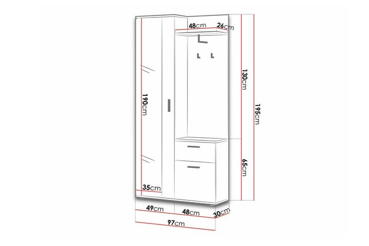 Highboard Rosehall - Valkoinen - Säilytys - Kaappi - Säilytyskaappi