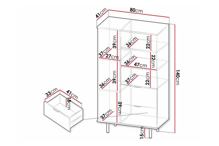 Highboard Staffin - Musta - Säilytys - Kaappi - Säilytyskaappi