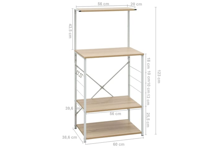 Mikroaaltouunikaappi valk. ja tammi 60x39,6x123 cm lastulevy - Säilytys - Kaappi - Säilytyskaappi