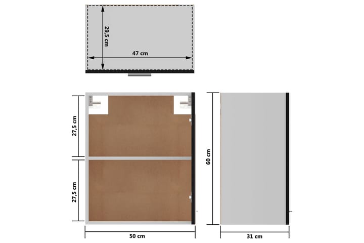 Seinäkaapit 2 kpl musta 50x31x60 cm lastulevy - Musta - Säilytys - Kaappi - Säilytyskaappi