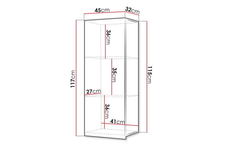 Seinäkaappi Frick 45 cm Pysty - Musta - Säilytys - Kaappi - Säilytyskaappi