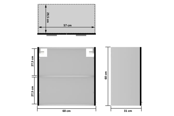 Seinäkaappi lasilla musta 60x31x60 cm lastulevy - Musta - Säilytys - Kaappi - Säilytyskaappi