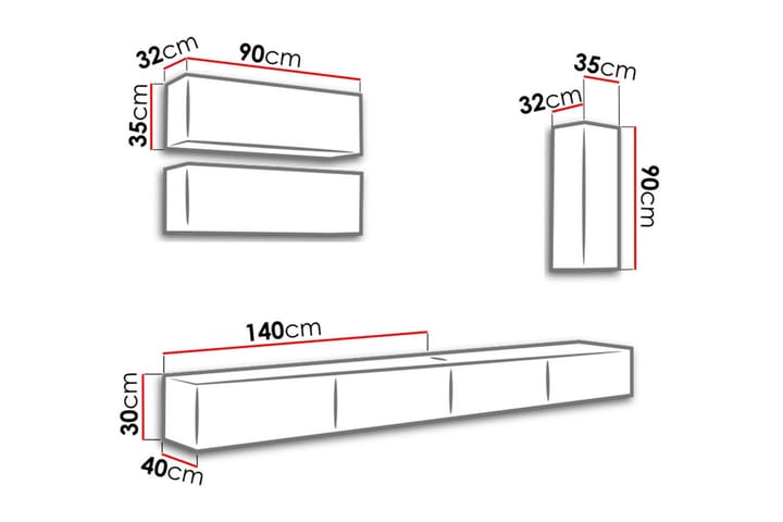 Seinäyksikkö Veria 280 cm - Luonnonväri/Musta - Säilytys - Kaappi - Säilytyskaappi