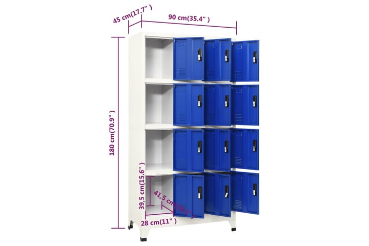 beBasic Pukukaappi harmaa ja sininen 90x45x180 cm teräs - Harmaa - Toimistokalusteet - Asiakirjakaappi