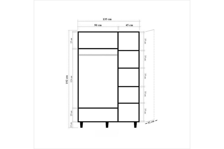 Vaatekaappi Gillberga 135 cm - Ruskea/Punainen - Säilytys - Kaappi - Säilytyskaappi