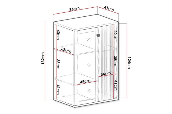 Lasivitriini Rosehall 132 cm - Musta - Säilytys - Kaappi - Vitriini