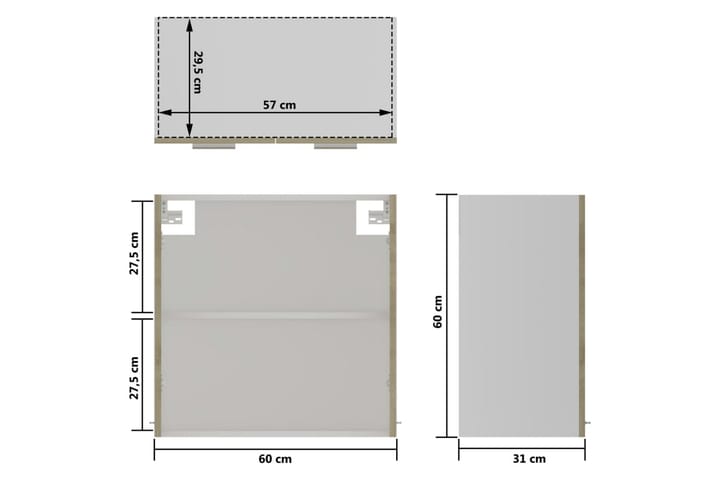 Seinäkaappi lasilla Sonoma-tammi 60x31x60 cm lastulevy - Ruskea - Säilytys - Kaappi - Vitriini