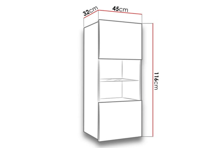 Vitriinikaappi Calabrini 45x32x117 cm - Säilytys - Kaappi - Vitriini