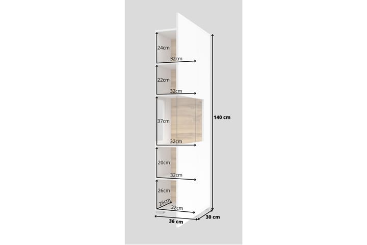 Vitriinikaappi Speno 140 cm - Valkoinen - Säilytys - Kaappi - Vitriini