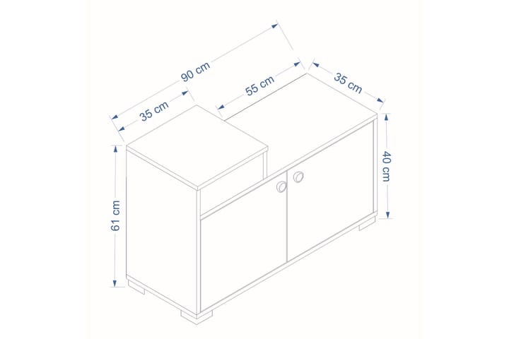 Astec Kenkäkaappi 90 cm - Valkoinen - Säilytys - Kenkäsäilytys