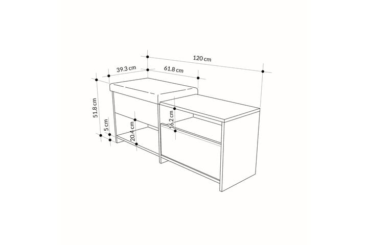 Filux Kenkäkaappi 120,3 cm - Antrasiitti - Säilytys - Kenkäsäilytys