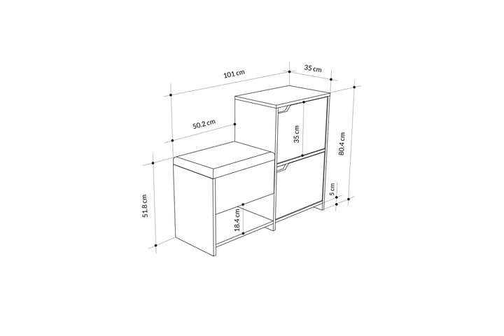 Haven Kenkäkaappi 101,5 cm - Antrasiitti/Tammi - Säilytys - Kenkäsäilytys