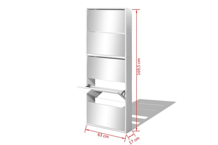 Kenkäkaappi peileillä 5 kerrosta Valkoinen 63x17x169,5 cm - Valkoinen - Säilytys - Kenkäsäilytys - Kenkäkaappi