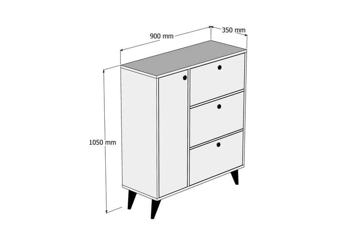 Skoskåp Miltar 35x90 cm - Luonnonv/valk/kelt/antrasiitti - Säilytys - Kenkäsäilytys - Kenkäkaappi