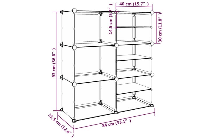 Kenkäteline läpinäkyvä 84x31,5x93 cm PP - Läpinäkyvä - Säilytys - Kenkäsäilytys - Kenkäteline & kenkähylly