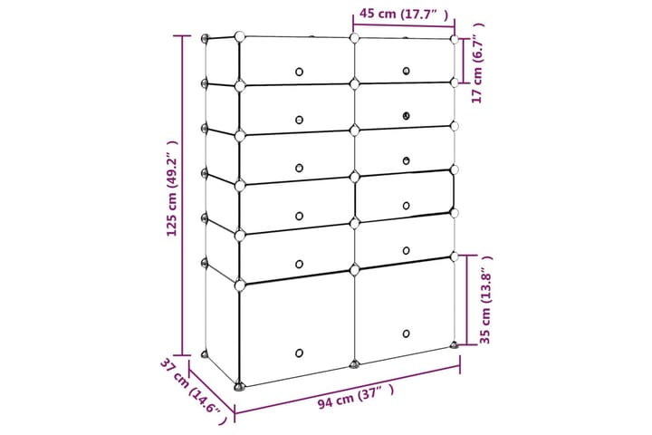 Kenkäteline musta 94x37x125 cm PP - Musta - Säilytys - Kenkäsäilytys - Kenkäteline & kenkähylly