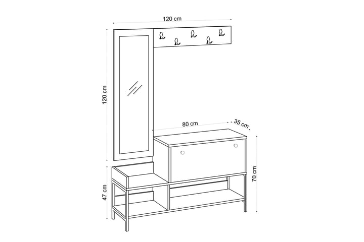 Magboro Kenkäkaappi 120 cm - Valkoinen Marmori - Säilytys - Kenkäsäilytys