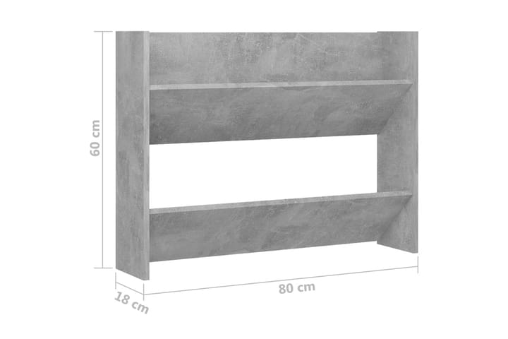 Seinäkenkäkaappi betoninharmaa 80x18x60 cm lastulevy - Kenkäteline & kenkähylly - Kenkäsäilytys - Eteisen säilytys