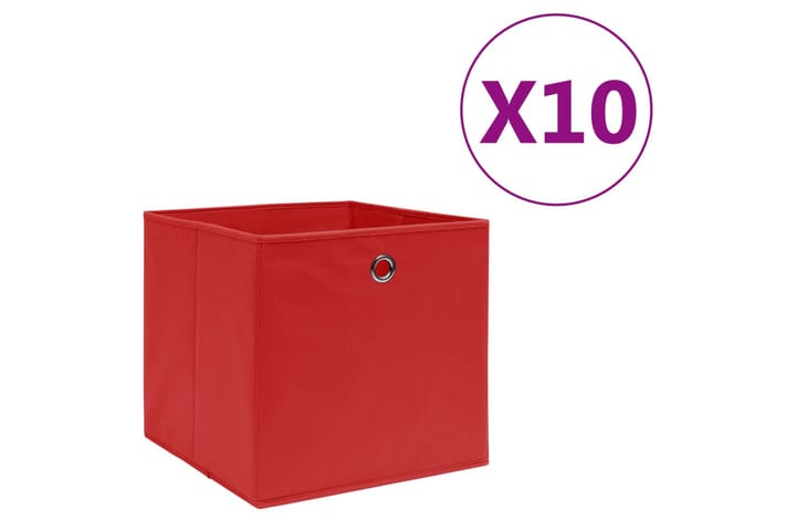 Säilytyslaatikot 10 kpl kuitukangas 28x28x28 cm punainen - Punainen - Säilytyslaatikko - Laatikko