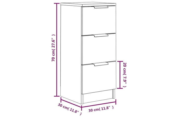 beBasic Senkit 2 kpl betoninharmaa 30x30x70 cm tekninen puu - Harmaa - Senkki