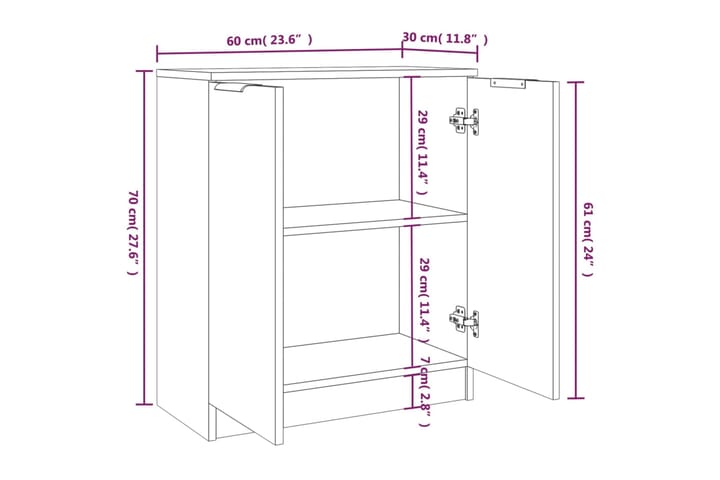 beBasic Senkit 2 kpl betoninharmaa 60x30x70 cm tekninen puu - Harmaa - Säilytys - Säilytyskalusteet - Senkki