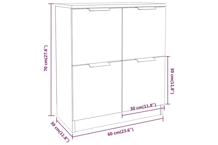 beBasic Senkit 2 kpl betoninharmaa 60x30x70 cm tekninen puu - Harmaa - Senkki