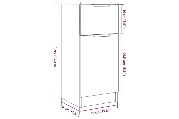 beBasic Senkit 2 kpl harmaa Sonoma 30x30x70 cm tekninen puu - Harmaa - Säilytys - Säilytyskalusteet - Lipasto