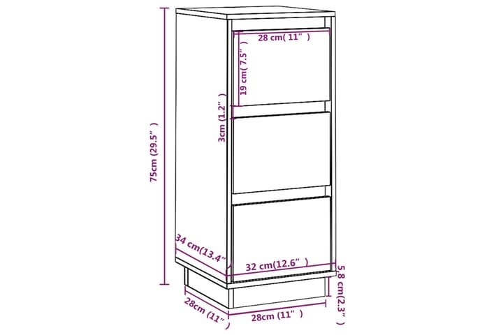 beBasic Senkit 2 kpl hunajanruskea 32x34x75 cm täysi mänty - Ruskea - Säilytys - Säilytyskalusteet - Senkki