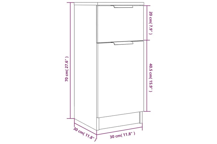 beBasic Senkit 2 kpl Sonoma-tammi 30x30x70 cm tekninen puu - Ruskea - Säilytys - Säilytyskalusteet - Senkki