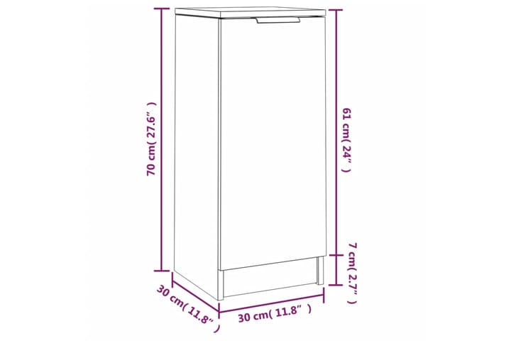 beBasic Senkit 2 kpl Sonoma-tammi 30x30x70 cm tekninen puu - Ruskea - Säilytys - Säilytyskalusteet - Senkki