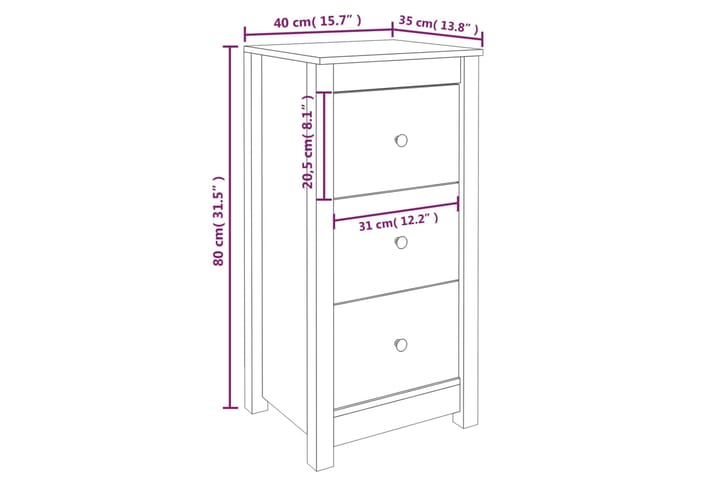 beBasic Senkit 2 kpl valkoinen 40x35x80 cm täysi mänty - Valkoinen - Säilytys - Säilytyskalusteet - Senkki