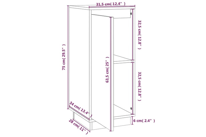 beBasic Senkki 31,5x34x75 cm täysi mänty - Ruskea - Senkki