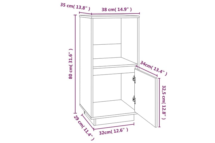 beBasic Senkki 38x35x80 cm täysi mänty - Ruskea - Säilytys - Säilytyskalusteet - Senkki