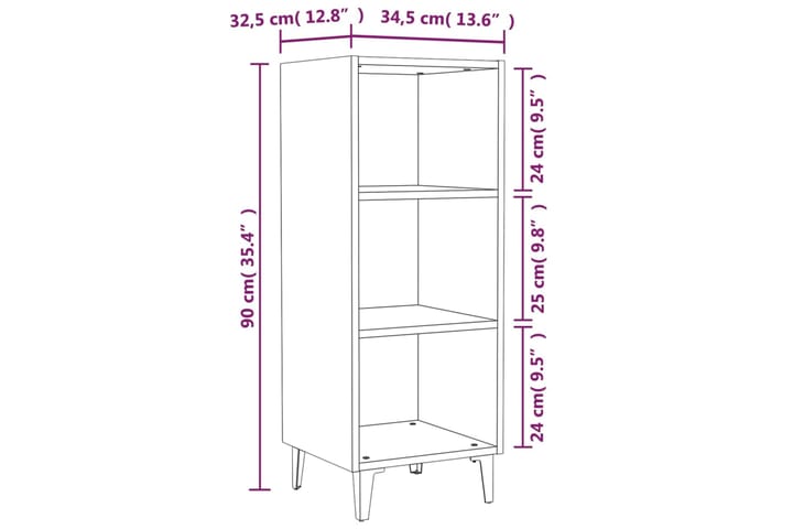 beBasic Senkki betoninharmaa 34,5x32,5x90 cm tekninen puu - Harmaa - Säilytys - Säilytyskalusteet - Senkki