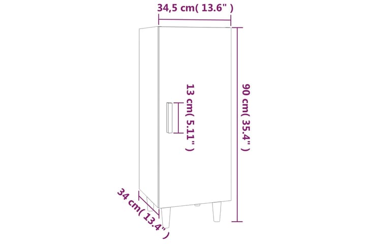 beBasic Senkki betoninharmaa 34,5x34x90 cm tekninen puu - Harmaa - Säilytys - Säilytyskalusteet - Senkki