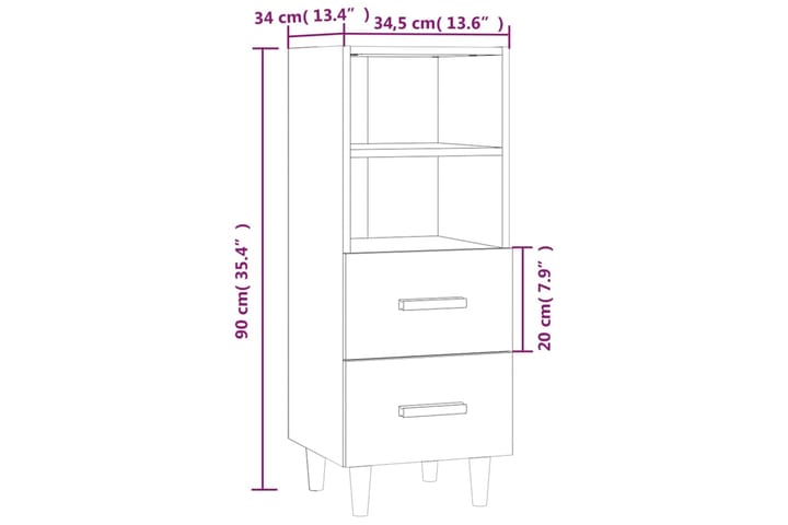 beBasic Senkki betoninharmaa 34,5x34x90 cm tekninen puu - Harmaa - Säilytys - Säilytyskalusteet - Senkki