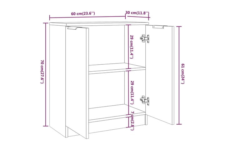 beBasic Senkki betoninharmaa 60x30x70 cm tekninen puu - Harmaa - Säilytys - Säilytyskalusteet - Lipasto