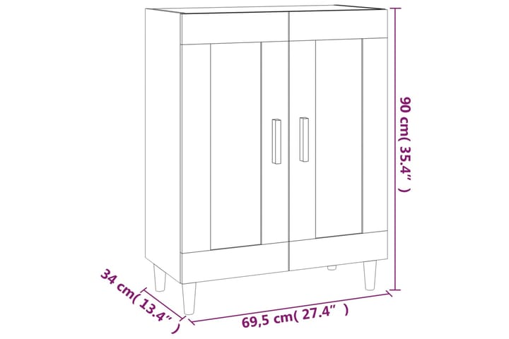 beBasic Senkki betoninharmaa 69,5x34x90 cm tekninen puu - Harmaa - Säilytys - Säilytyskalusteet - Senkki